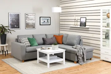 Crazy 3-seters Høyrevendt L-formet Sjeselongsofa i Stoff - Grå - Møbler - Sofaer - Sofaer med sjeselong - 2 seters sofa med divan