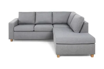 Crazy 3-seters Høyrevendt L-formet Sjeselongsofa i Stoff - Grå - Møbler - Sofaer - Sofaer med sjeselong - 2 seters sofa med divan