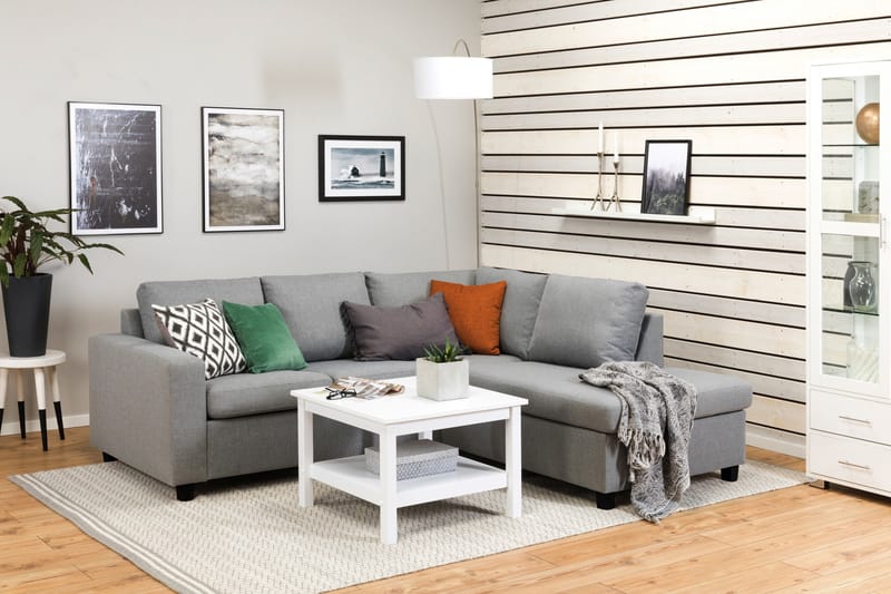 Crazy 3-seters Høyrevendt L-formet Sjeselongsofa i Stoff - Grå - Møbler - Sofaer - Sofaer med sjeselong - 2 seters sofa med divan