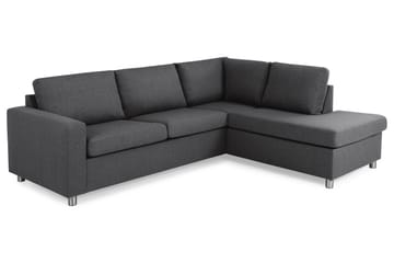 Crazy 3-seters Høyrevendt L-formet Sjeselongsofa i Stoff - Mørk grå - Møbler - Sofaer - Sofaer med sjeselong
