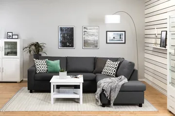 Crazy 3-seters Høyrevendt L-formet Sjeselongsofa i Stoff - Mørk grå - Møbler - Sofaer - Sofaer med sjeselong