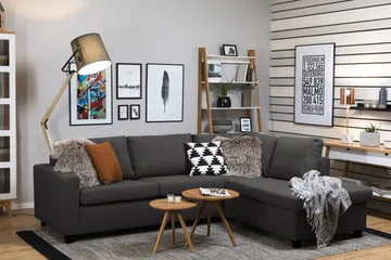 Crazy 3-seters Høyrevendt L-formet Sjeselongsofa i Stoff - Mørk grå - Møbler - Sofaer - Sofaer med sjeselong