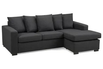Crazy 3-seters Vendbar L-formet Divansofa i Stoff inkl. Pynteputer - Mørk grå - Møbler - Sofaer - Sofaer med sjeselong - 3 seters sofa med divan