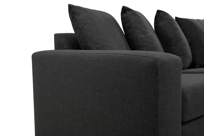 Crazy 3-seters Vendbar L-formet Divansofa i Stoff inkl. Pynteputer - Mørk grå - Møbler - Sofaer - Sofaer med sjeselong - 3 seters sofa med divan