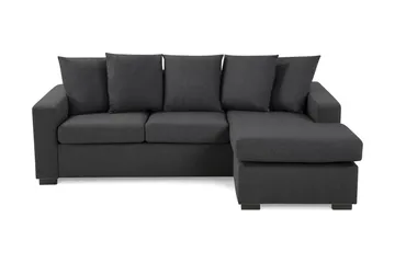 Crazy 3-seters Vendbar L-formet Divansofa i Stoff inkl. Pynteputer - Mørk grå - Møbler - Sofaer - Sofaer med sjeselong - 3 seters sofa med divan