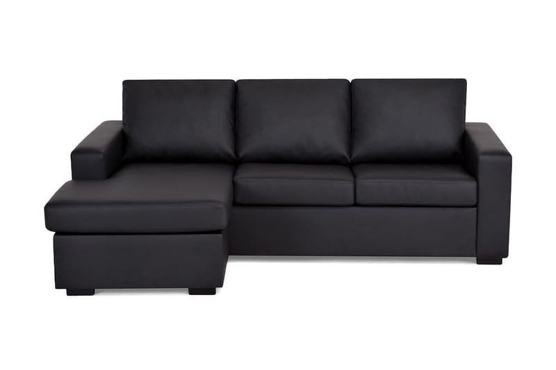 Crazy 3-seters Vendbar L-formet Sjeselongsofa i Kunstlær - Svart - Møbler - Sofaer - Sofaer med sjeselong - 3 seters sofa med divan