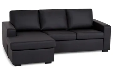 Crazy 3-seters Vendbar L-formet Sjeselongsofa i Kunstlær - Svart - Møbler - Sofaer - Sofaer med sjeselong - 3 seters sofa med divan