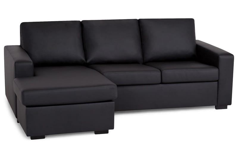 Crazy 3-seters Vendbar L-formet Sjeselongsofa i Kunstlær - Svart - Møbler - Sofaer - Sofaer med sjeselong - 3 seters sofa med divan