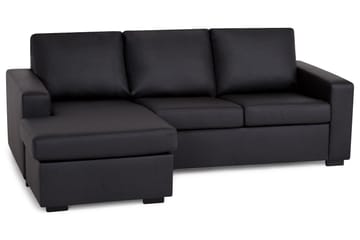 Crazy 3-seters Vendbar L-formet Sjeselongsofa i Kunstlær - Svart - Møbler - Sofaer - Sofaer med sjeselong - 3 seters sofa med divan