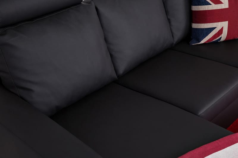Crazy 3-seters Vendbar L-formet Sjeselongsofa i Kunstlær - Svart - Møbler - Sofaer - Sofaer med sjeselong - 3 seters sofa med divan