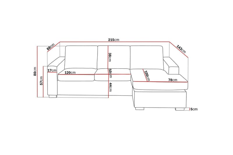 Crazy 3-seters Vendbar L-formet Sjeselongsofa i Kunstlær - Svart - Møbler - Sofaer - Sofaer med sjeselong - 3 seters sofa med divan