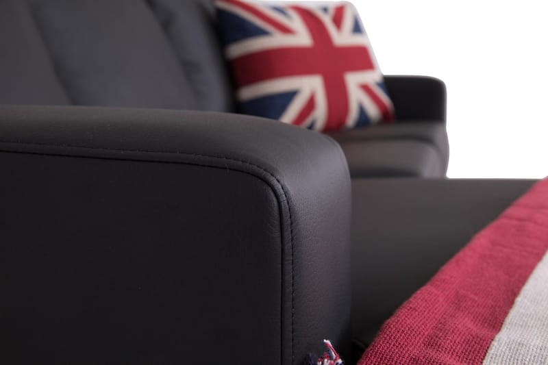 Crazy 3-seters Vendbar L-formet Sjeselongsofa i Kunstlær - Svart - Møbler - Sofaer - Sofaer med sjeselong - 3 seters sofa med divan
