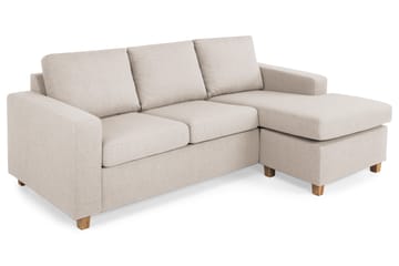 Crazy 3-seters Vendbar L-formet Sjeselongsofa i Stoff - Beige - Møbler - Sofaer - Sofaer med sjeselong - 3 seters sofa med divan
