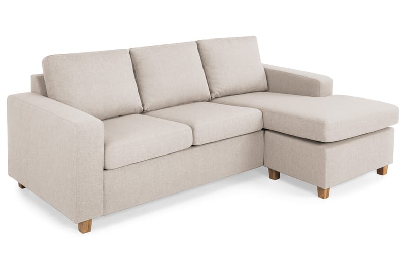 Crazy 3-seters Vendbar L-formet Sjeselongsofa i Stoff - Beige - Møbler - Sofaer - Sofaer med sjeselong - 3 seters sofa med divan