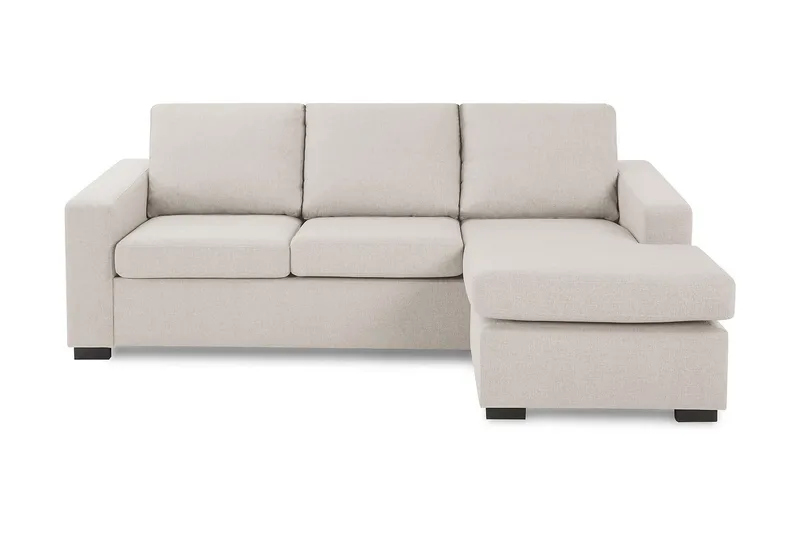 Crazy 3-seters Vendbar L-formet Sjeselongsofa i Stoff, Beige
