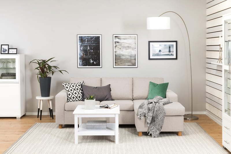 Crazy 3-seters Vendbar L-formet Sjeselongsofa i Stoff - Beige - Møbler - Sofaer - Sofaer med sjeselong - 3 seters sofa med divan