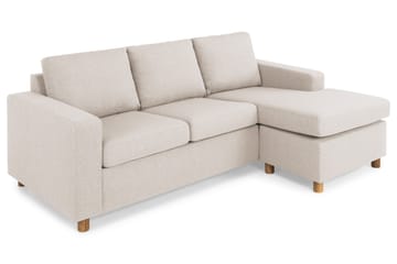 Crazy 3-seters Vendbar L-formet Sjeselongsofa i Stoff - Beige - Møbler - Sofaer - Sofaer med sjeselong - 3 seters sofa med divan