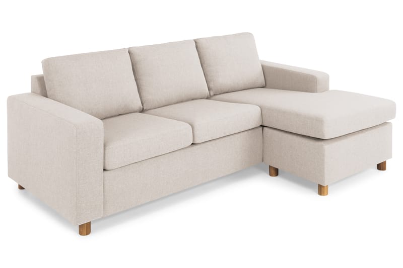 Crazy 3-seters Vendbar L-formet Sjeselongsofa i Stoff - Beige - Møbler - Sofaer - Sofaer med sjeselong - 3 seters sofa med divan