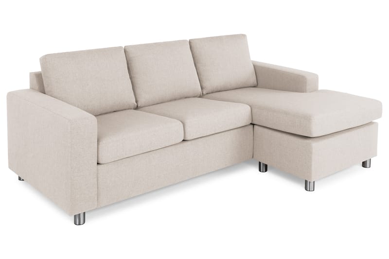 Crazy 3-seters Vendbar L-formet Sjeselongsofa i Stoff - Beige - Møbler - Sofaer - Sofaer med sjeselong - 3 seters sofa med divan