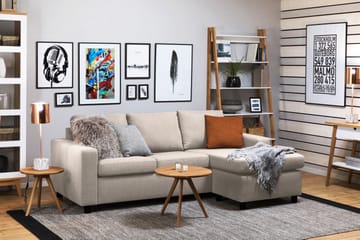 Crazy 3-seters Vendbar L-formet Sjeselongsofa i Stoff - Beige - Møbler - Sofaer - Sofaer med sjeselong - 3 seters sofa med divan