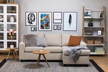 Crazy 3-seters Vendbar L-formet Sjeselongsofa i Stoff - Beige - Møbler - Sofaer - Sofaer med sjeselong - 3 seters sofa med divan