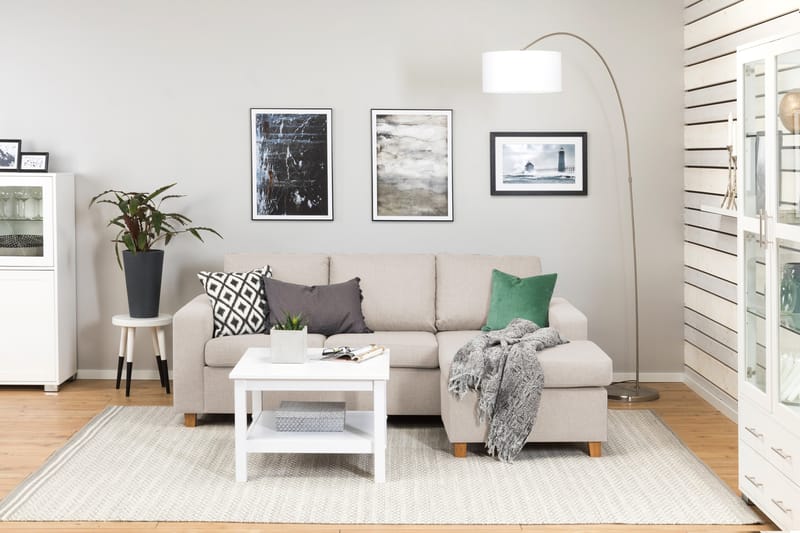 Crazy 3-seters Vendbar L-formet Sjeselongsofa i Stoff - Beige - Møbler - Sofaer - Sofaer med sjeselong - 3 seters sofa med divan