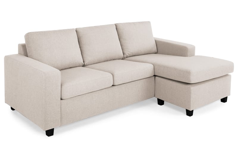 Crazy 3-seters Vendbar L-formet Sjeselongsofa i Stoff - Beige - Møbler - Sofaer - Sofaer med sjeselong - 3 seters sofa med divan