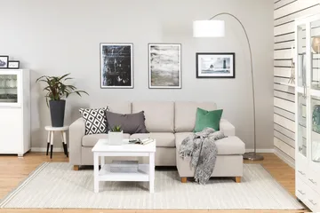 Crazy 3-seters Vendbar L-formet Sjeselongsofa i Stoff - Beige - Møbler - Sofaer - Sofaer med sjeselong - 3 seters sofa med divan