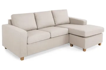 Crazy 3-seters Vendbar L-formet Sjeselongsofa i Stoff - Beige - Møbler - Sofaer - Sofaer med sjeselong - 3 seters sofa med divan