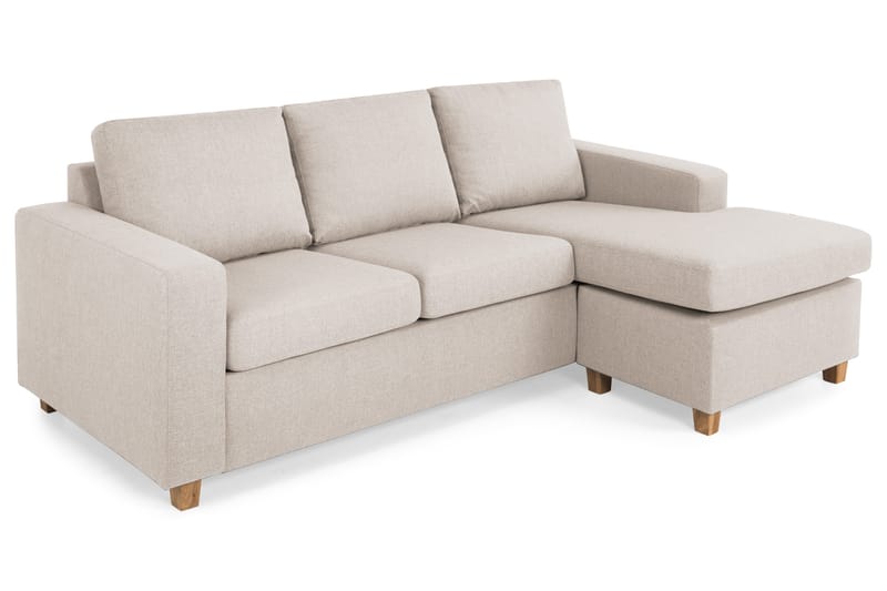 Crazy 3-seters Vendbar L-formet Sjeselongsofa i Stoff - Beige - Møbler - Sofaer - Sofaer med sjeselong - 3 seters sofa med divan