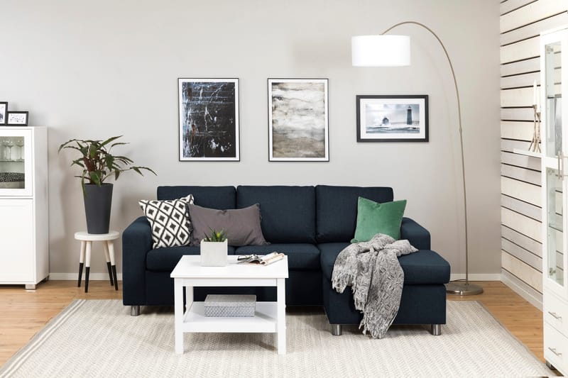 Crazy 3-seters Vendbar L-formet Sjeselongsofa i Stoff - Mørkeblå - Møbler - Sofaer - Sofaer med sjeselong - 3 seters sofa med divan