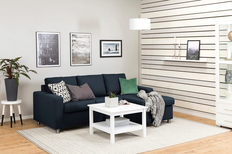 Crazy 3-seters Vendbar L-formet Sjeselongsofa i Stoff - Mørkeblå - Møbler - Sofaer - Sofaer med sjeselong - 3 seters sofa med divan