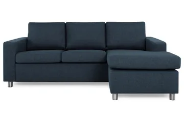 Crazy 3-seters Vendbar L-formet Sjeselongsofa i Stoff - Mørkeblå - Møbler - Sofaer - Sofaer med sjeselong - 3 seters sofa med divan