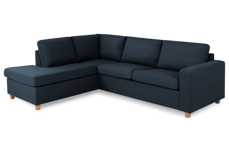 Crazy 3-seters Venstrevendt L-formet Sjeselongsofa i Stoff - Blå - Møbler - Sofaer - Sofaer med sjeselong