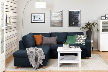 Crazy 3-seters Venstrevendt L-formet Sjeselongsofa i Stoff - Blå - Møbler - Sofaer - Sofaer med sjeselong - 2 seters sofa med divan