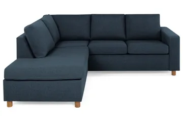 Crazy 3-seters Venstrevendt L-formet Sjeselongsofa i Stoff - Blå - Møbler - Sofaer - Sofaer med sjeselong - 2 seters sofa med divan