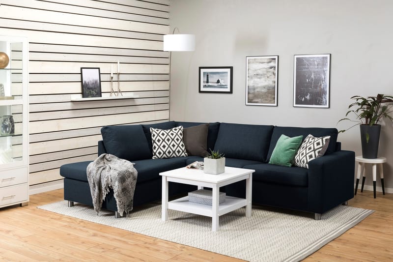 Crazy 3-seters Venstrevendt L-formet Sjeselongsofa i Stoff - Blå - Møbler - Sofaer - Sofaer med sjeselong