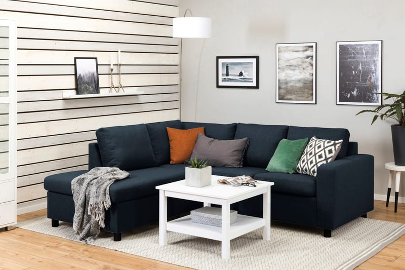Crazy 3-seters Venstrevendt L-formet Sjeselongsofa i Stoff - Blå - Møbler - Sofaer - Sofaer med sjeselong - 2 seters sofa med divan