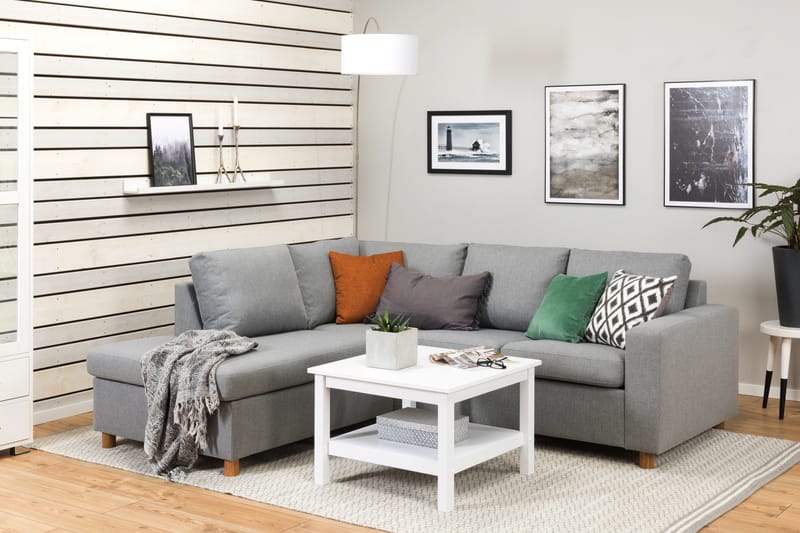 Crazy 3-seters Venstrevendt L-formet Sjeselongsofa i Stoff - Grå - Møbler - Sofaer - Sofaer med sjeselong - 2 seters sofa med divan