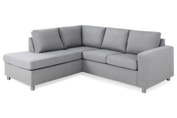 Crazy 3-seters Venstrevendt L-formet Sjeselongsofa i Stoff - Grå - Møbler - Sofaer - Sofaer med sjeselong - 2 seters sofa med divan