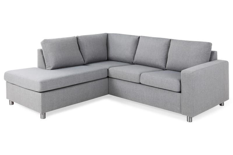 Crazy 3-seters Venstrevendt L-formet Sjeselongsofa i Stoff - Grå - Møbler - Sofaer - Sofaer med sjeselong - 2 seters sofa med divan