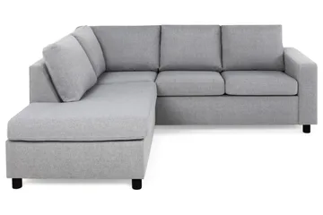 Crazy 3-seters Venstrevendt L-formet Sjeselongsofa i Stoff - Grå - Møbler - Sofaer - Sofaer med sjeselong - 2 seters sofa med divan