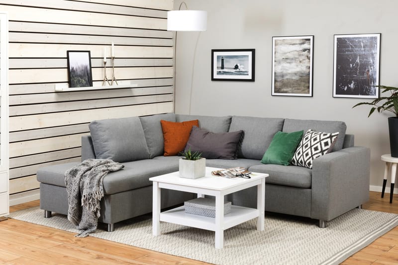 Crazy 3-seters Venstrevendt L-formet Sjeselongsofa i Stoff - Grå - Møbler - Sofaer - Sofaer med sjeselong - 2 seters sofa med divan