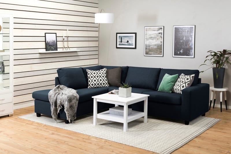 Crazy 3-seters Venstrevendt L-formet Sjeselongsofa i Stoff - Mørkeblå - Møbler - Sofaer - Sofaer med sjeselong - 3 seters sofa med divan