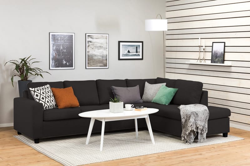 Crazy 4-seters Høyrevendt L-formet Sjeselongsofa i Stoff - Antrasitt - Møbler - Sofaer - Sofaer med sjeselong - 3 seters sofa med divan