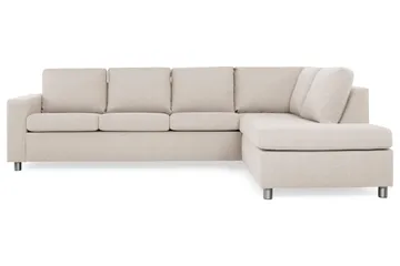 Crazy 4-seters Høyrevendt L-formet Sjeselongsofa i Stoff - Beige - Møbler - Sofaer - Sofaer med sjeselong - 3 seters sofa med divan