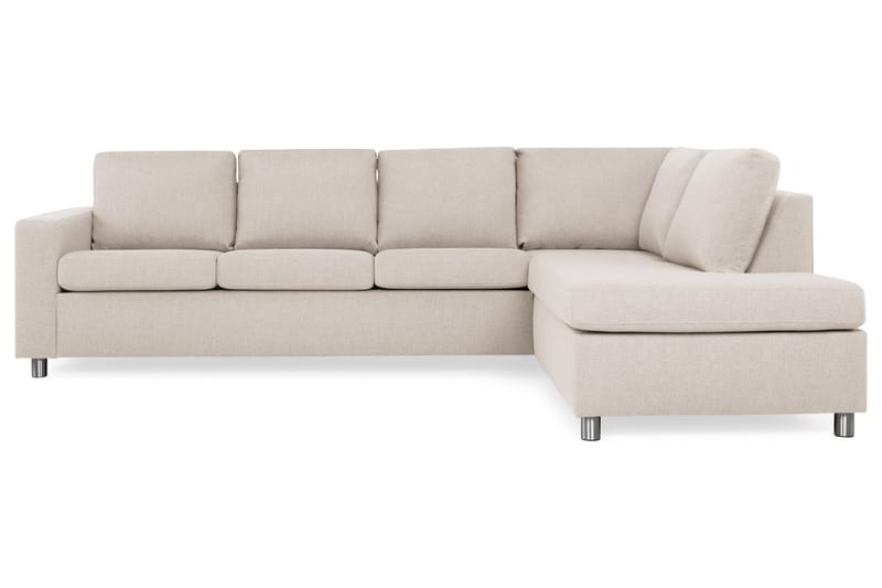 Crazy 4-seters Høyrevendt L-formet Sjeselongsofa i Stoff - Beige - Møbler - Sofaer - Sofaer med sjeselong - 3 seters sofa med divan