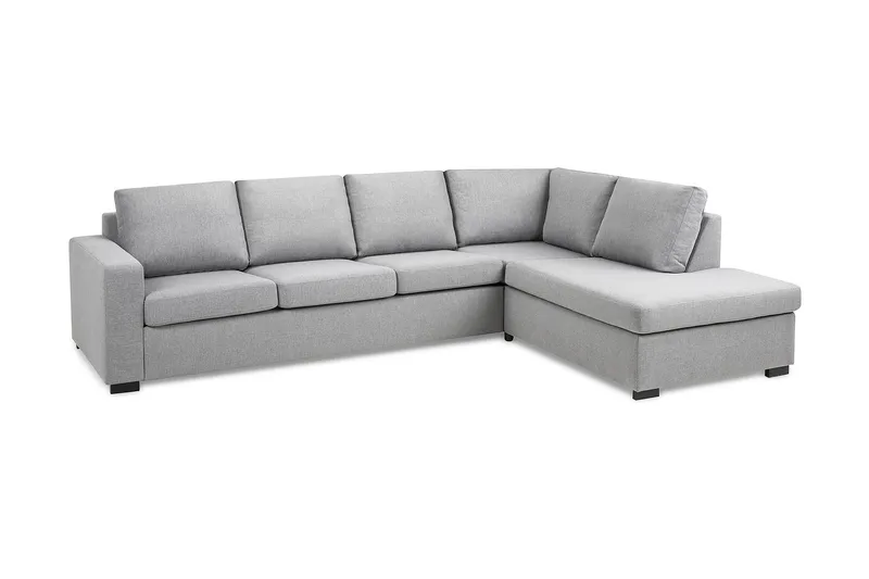 Crazy 4-seters Høyrevendt L-formet Sjeselongsofa i Stoff - Grå - Møbler - Sofaer - Sofaer med sjeselong - 3 seters sofa med divan