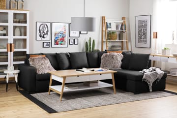 Crazy 4-seters Høyrevendt L-formet Sjeselongsofa i Stoff inkl. Pynteputer - Mørk grå - Møbler - Sofaer - Sofaer med sjeselong - 4 seters sofa med divan