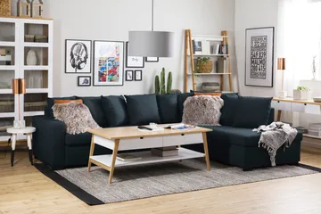 Crazy 4-seters Høyrevendt L-formet Sjeselongsofa i Stoff inkl. Pynteputer - Blå - Møbler - Sofaer - Sofaer med sjeselong - 4 seters sofa med divan